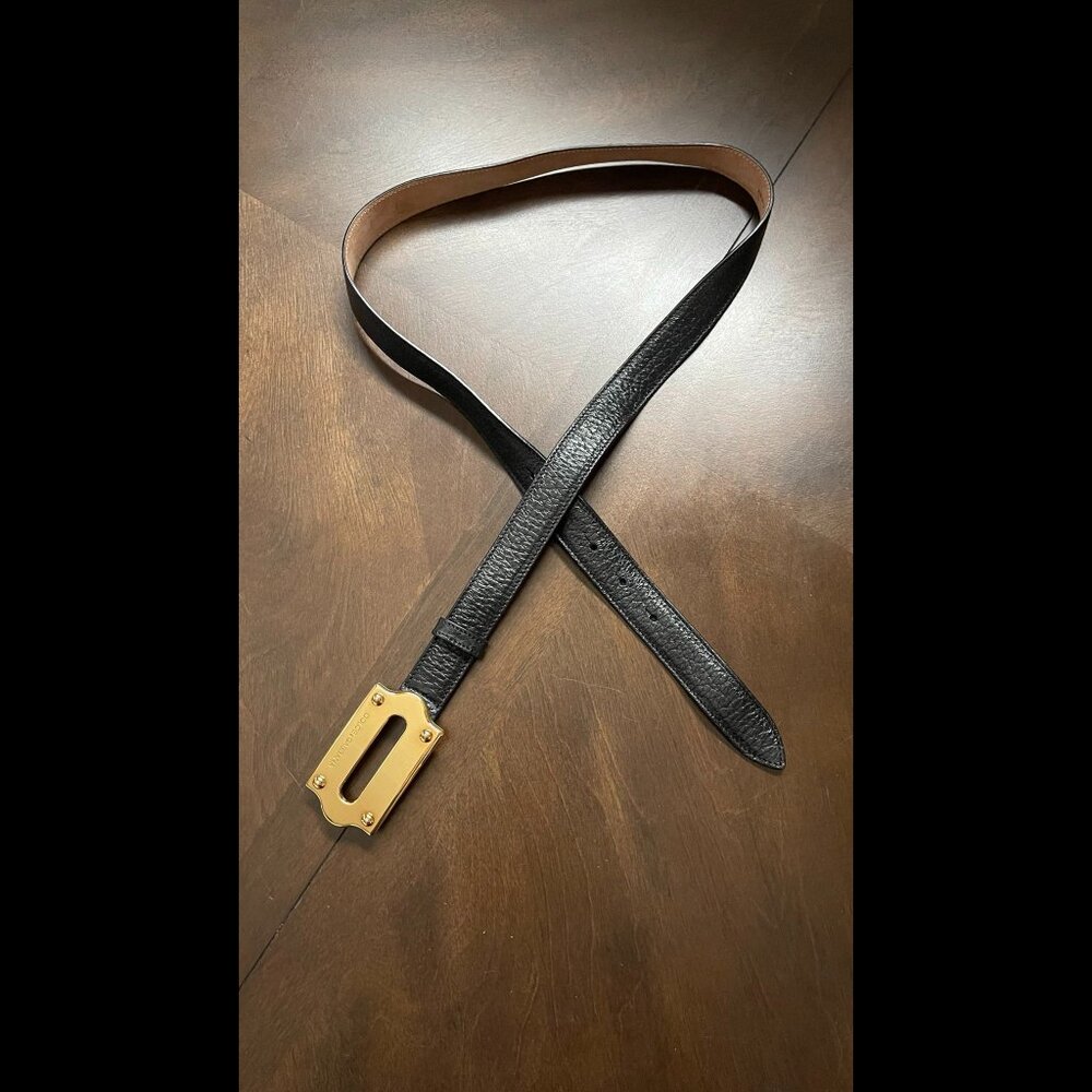 Dolce & Gabbana Black Belt with Gold Buckle, 36in
